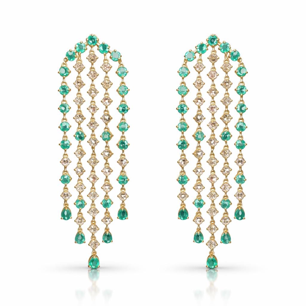 14K\18K Gold Emerald & Diamond Earrings