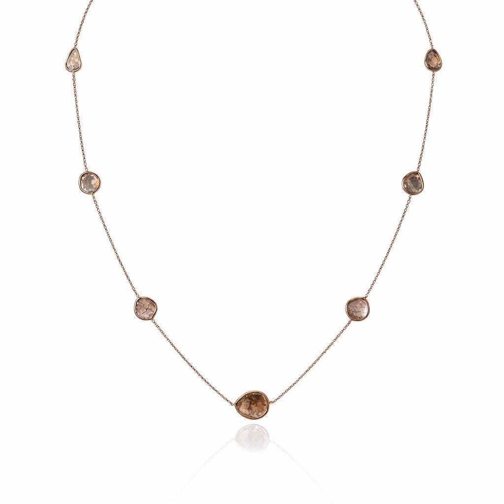 14K Gold Diamond Bezel Set Necklace