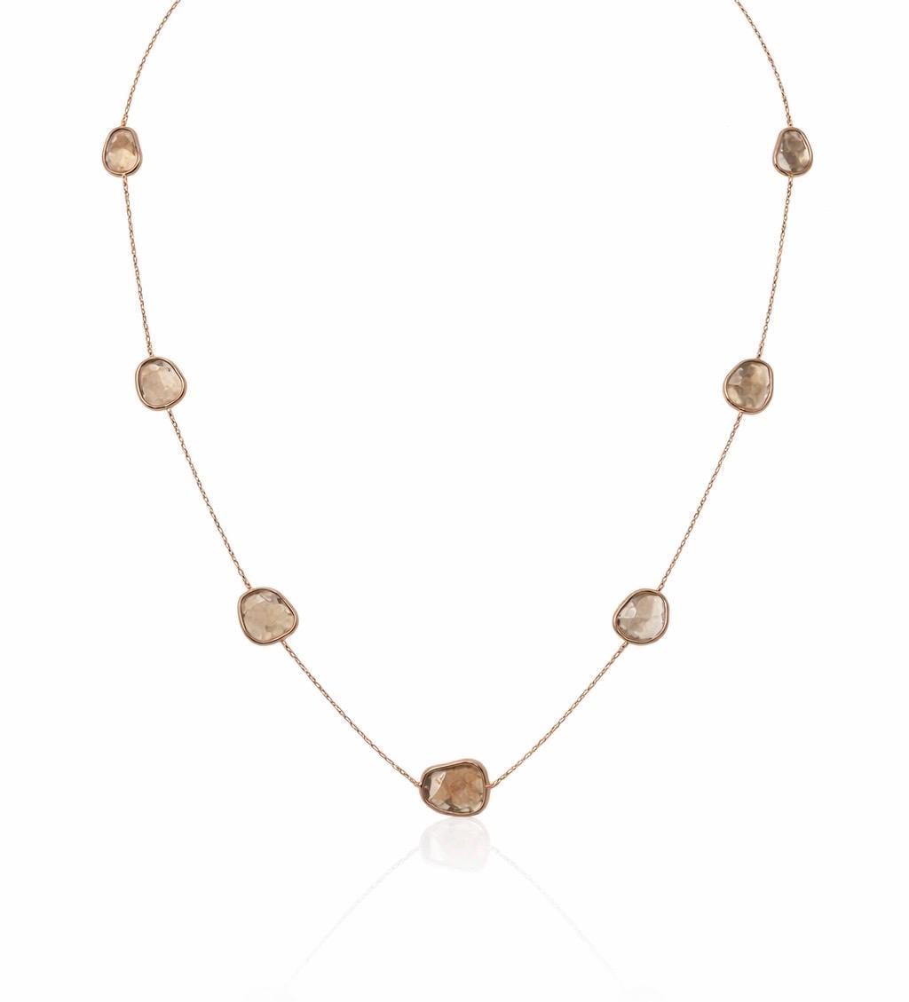 14K Gold Diamond Bezel Set Necklace