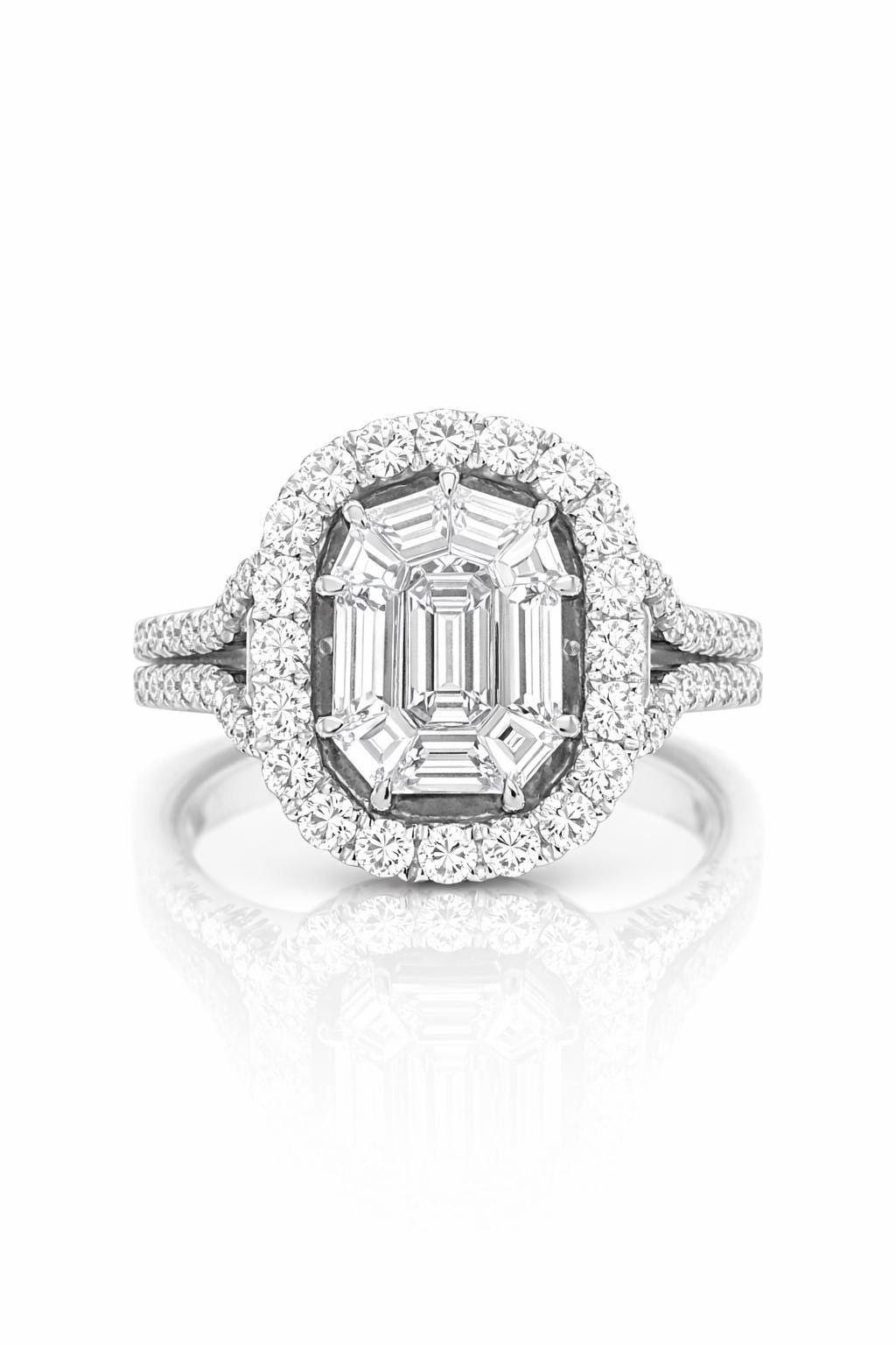 18K Gold Diamond Halo Ring