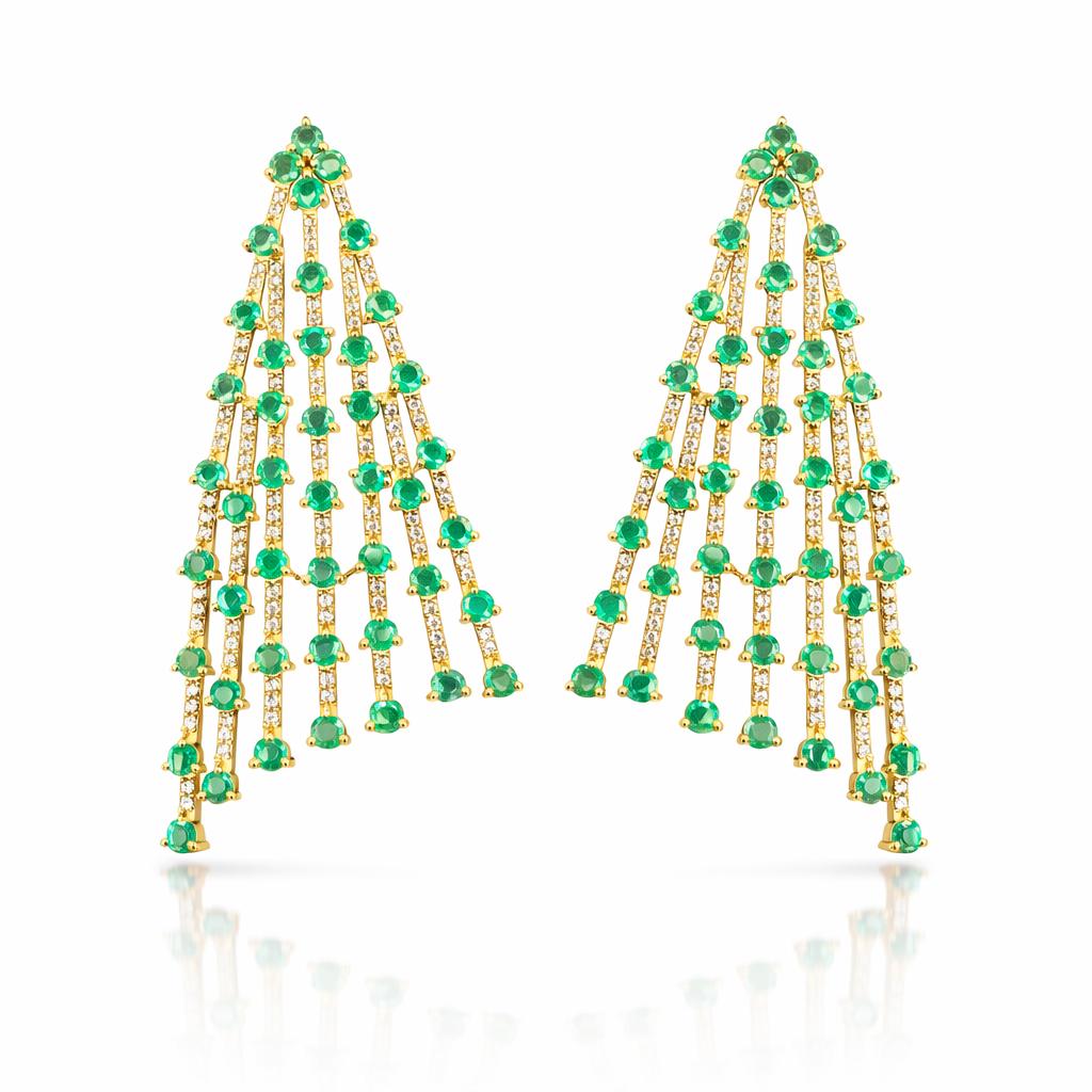 14K Gold Emerald & Diamond Earrings
