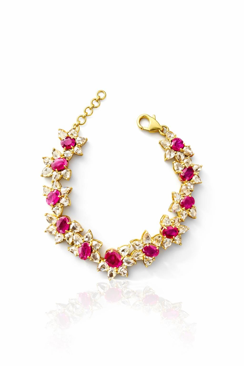 14K Gold Ruby & Diamond Bracelet