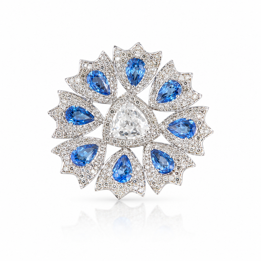 14K Gold Blue Sapphire & Diamond Ring