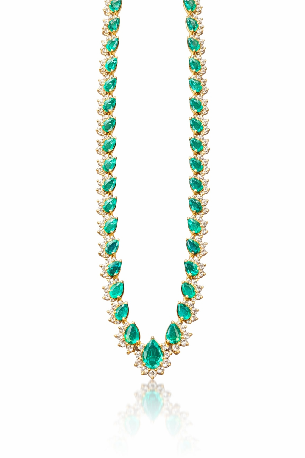14K Gold Emerald & Diamond Necklace