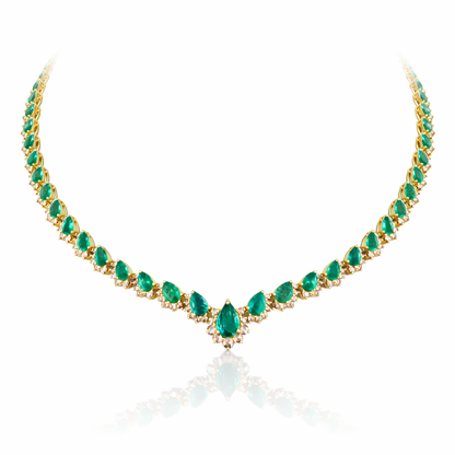 14K Gold Emerald & Diamond Necklace