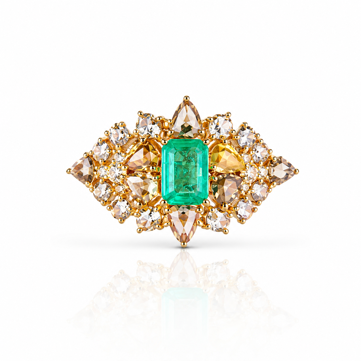 14K Gold Emerald & Diamond Ring