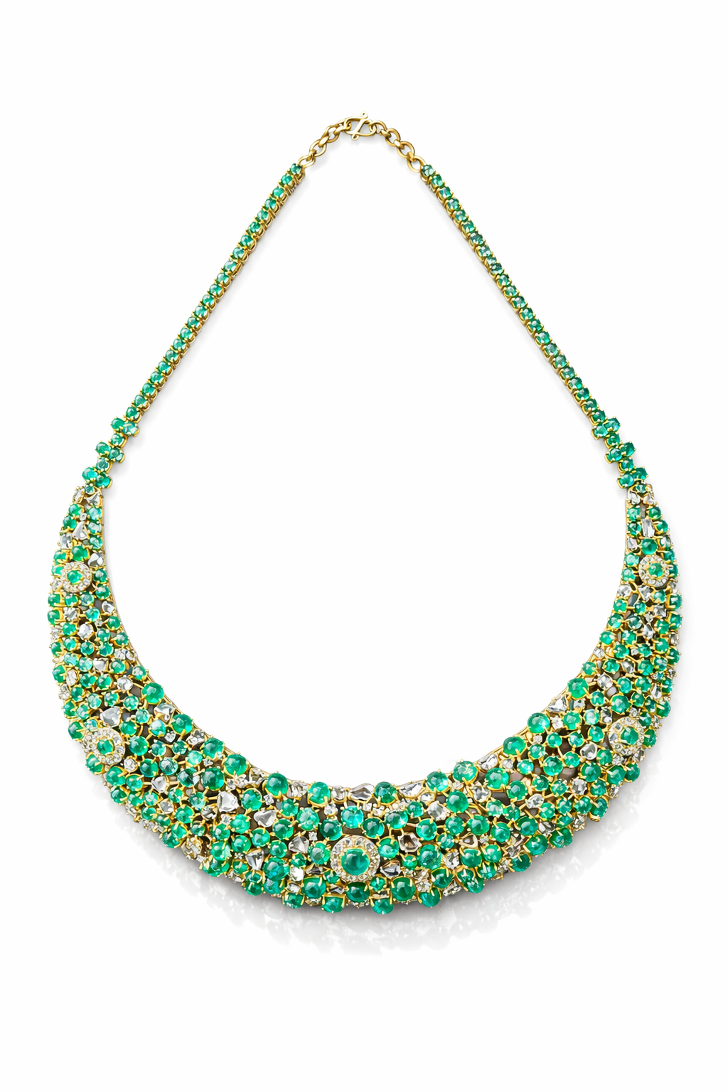 14K Gold Emerald & Diamond Necklace