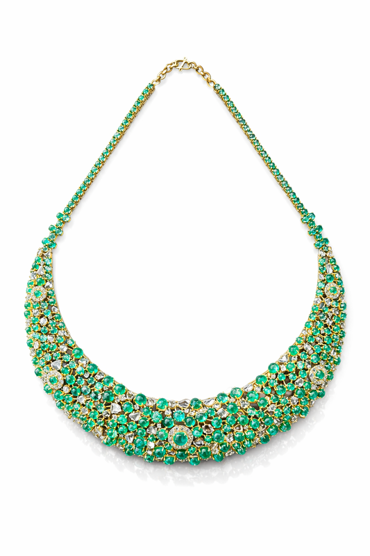 14K Gold Emerald & Diamond Necklace
