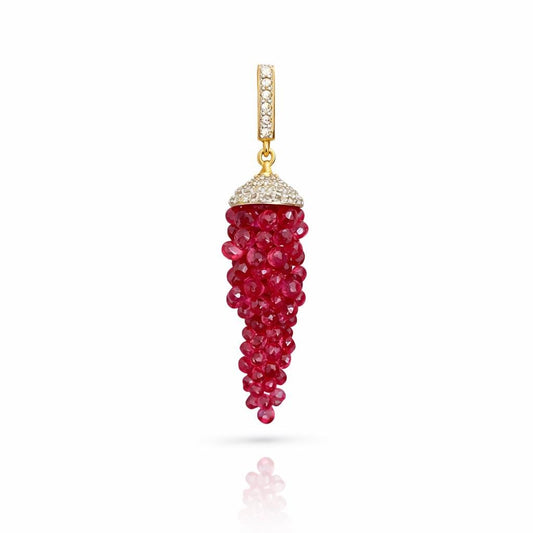 14K Gold Spinel Beaded Briolette Pendant