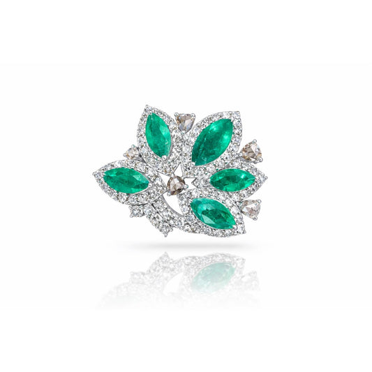 14K Gold Emerald & Diamond Ring