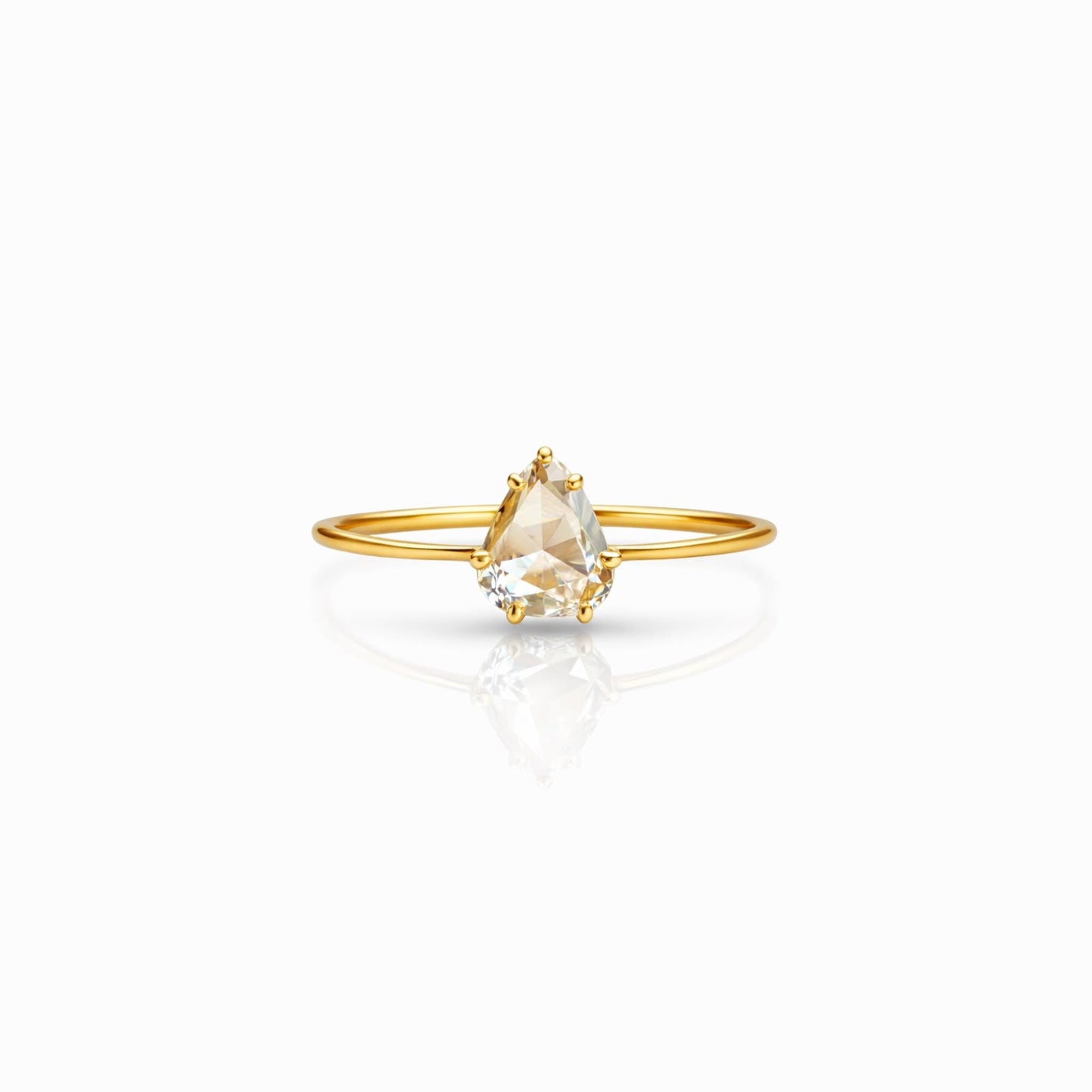 14K Gold Rose Cut Diamond Solitaire Ring