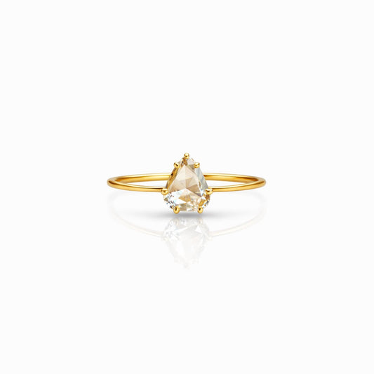 14K Gold Rose Cut Diamond Solitaire Ring