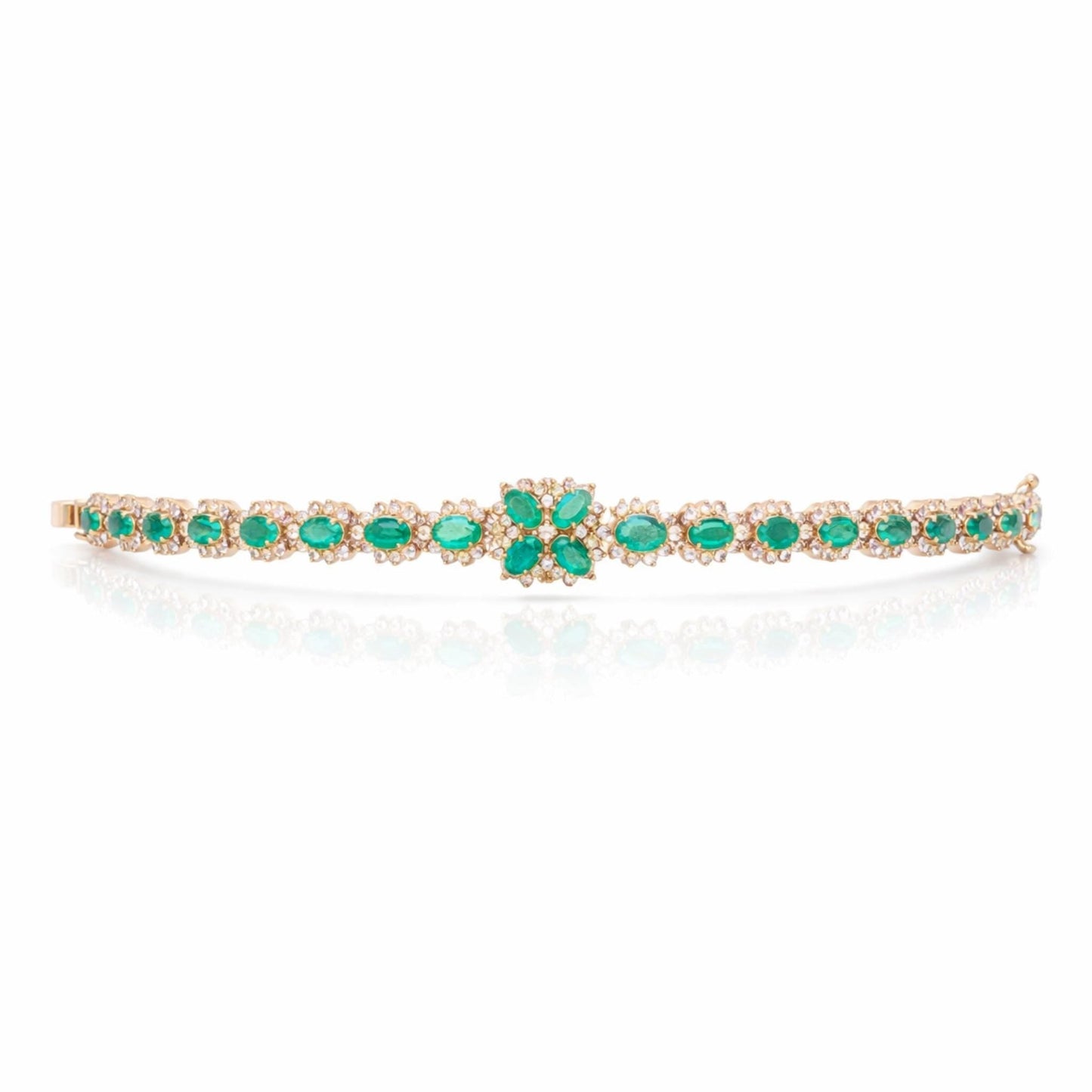 14K Gold Emerald & Diamond Bracelet