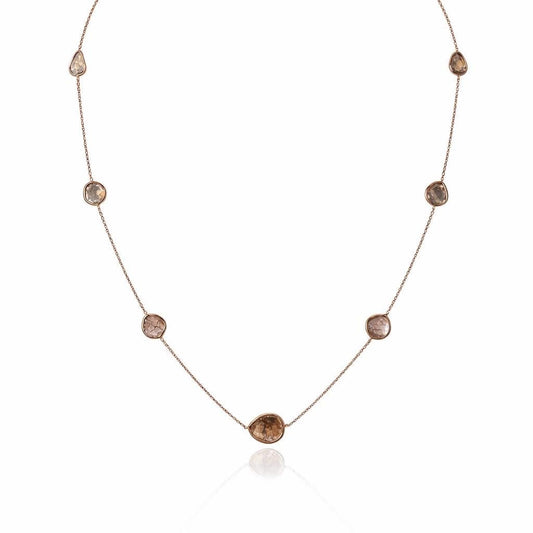 14K Gold Diamond Bezel Set Necklace