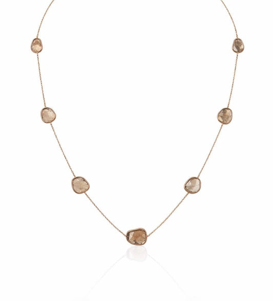 14K Gold Diamond Bezel Set Necklace