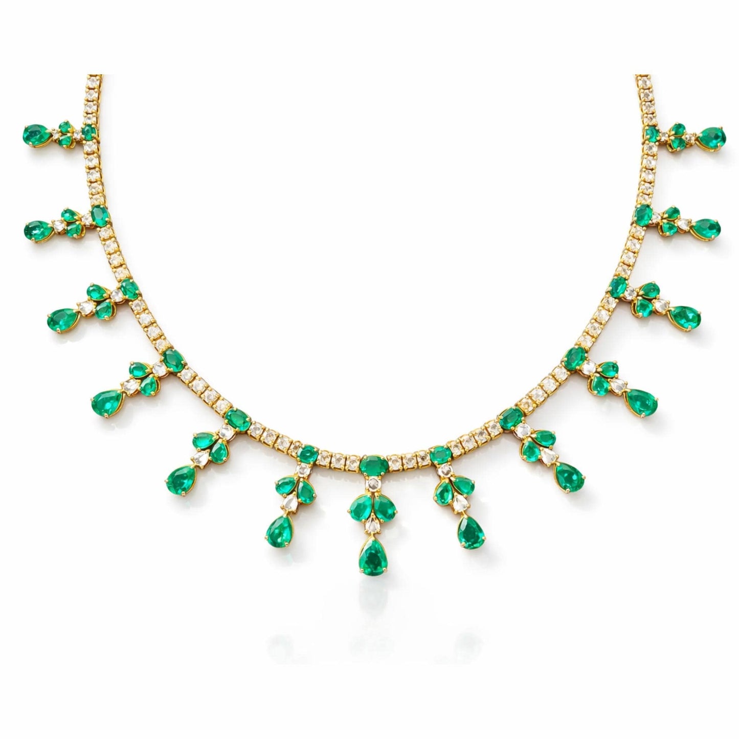 14K Gold Emerald & Diamond Necklace