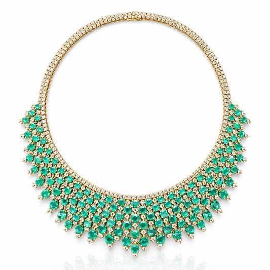14K Gold Emerald & Diamond Necklace