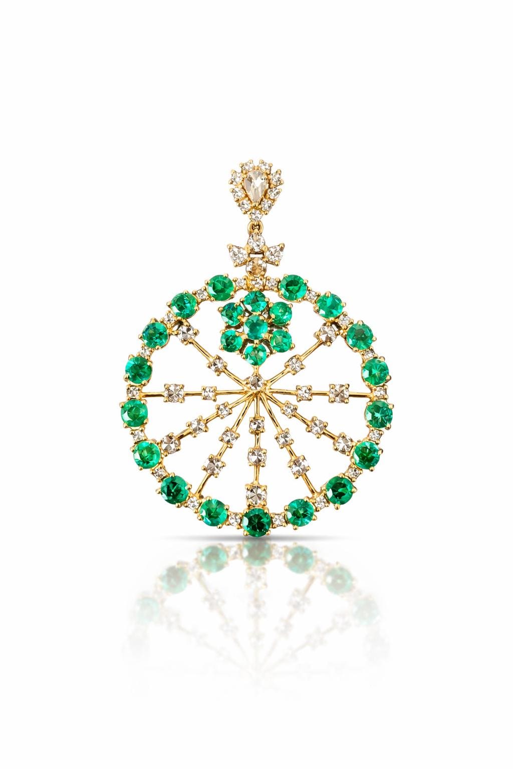 14K Gold Emerald & Diamond Pendant