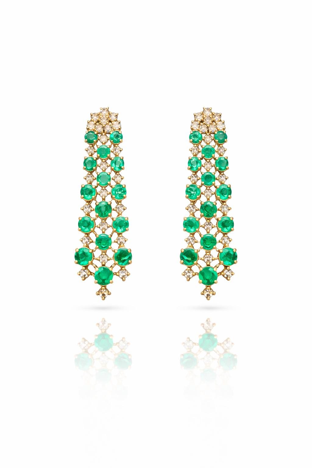 14K\18K Gold Emerald & Diamond Earrings