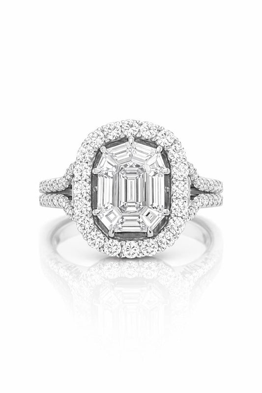 18K Gold Diamond Halo Ring