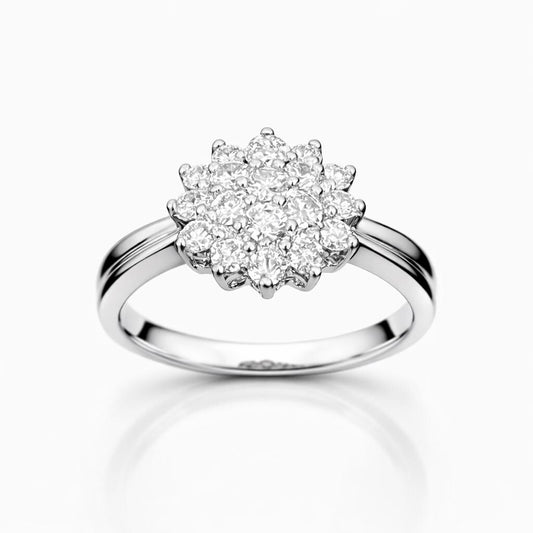 18K Gold Diamond Flower Ring