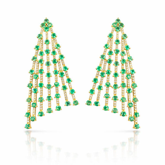 14K Gold Emerald & Diamond Earrings