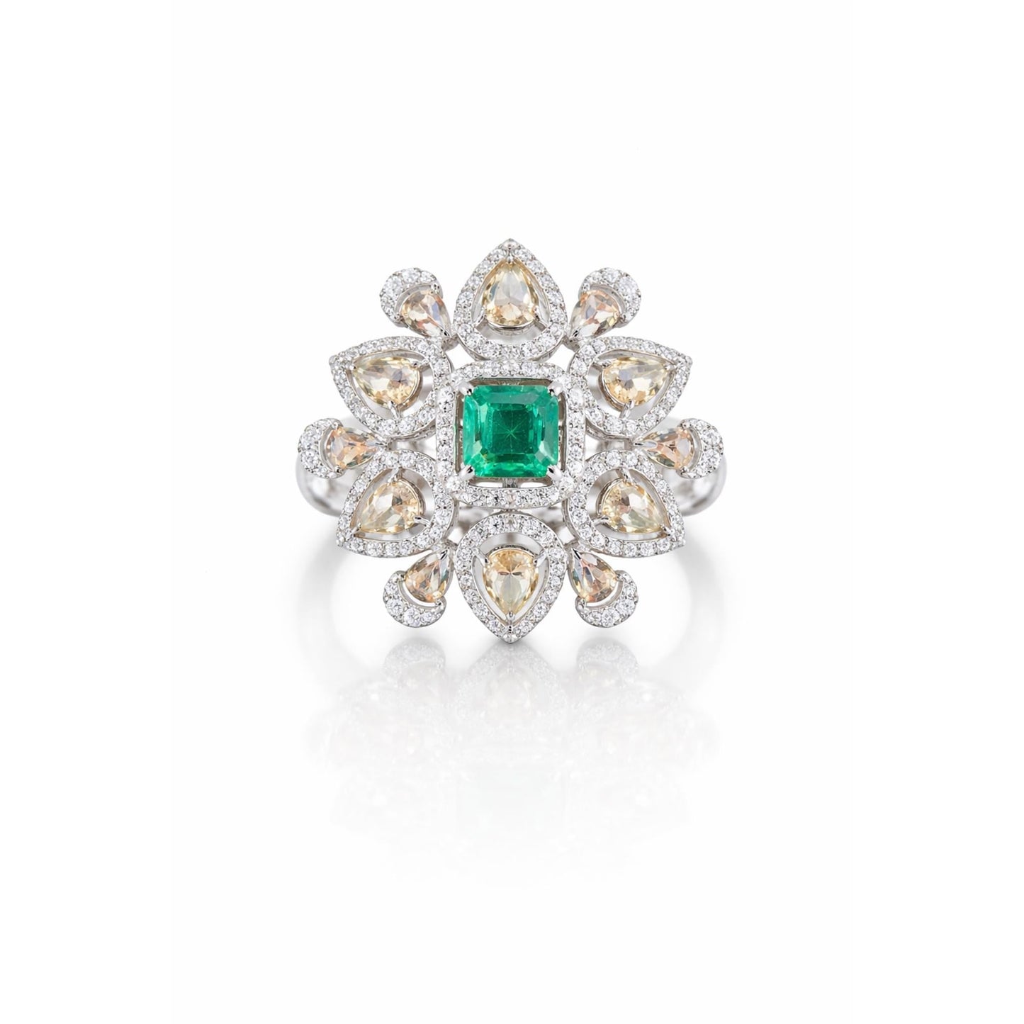 14K Gold Emerald & Diamond Ring