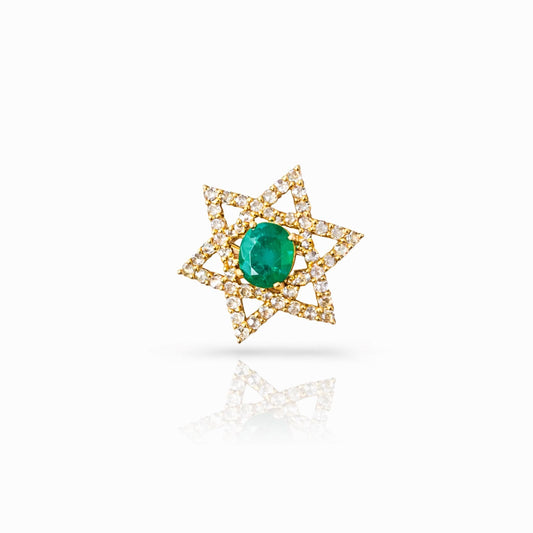 14K Gold Emerald & Diamond Star Ring