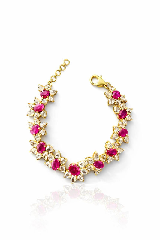 14K Gold Ruby & Diamond Bracelet