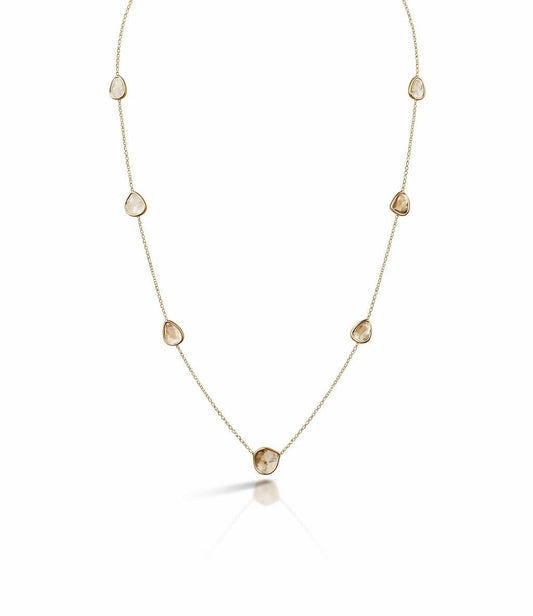 14K Gold Diamond Bezel Set Necklace