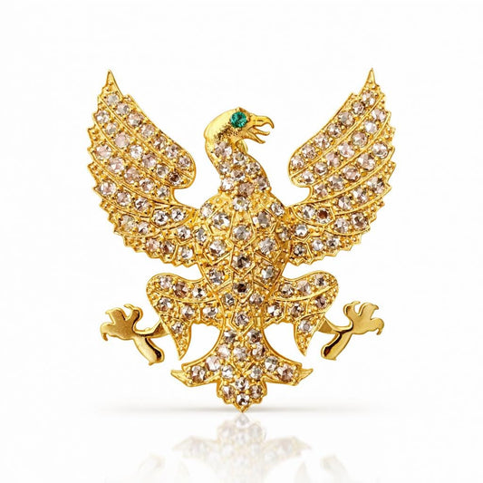 14K Gold Diamond Eagle Brooch Cum Pendant