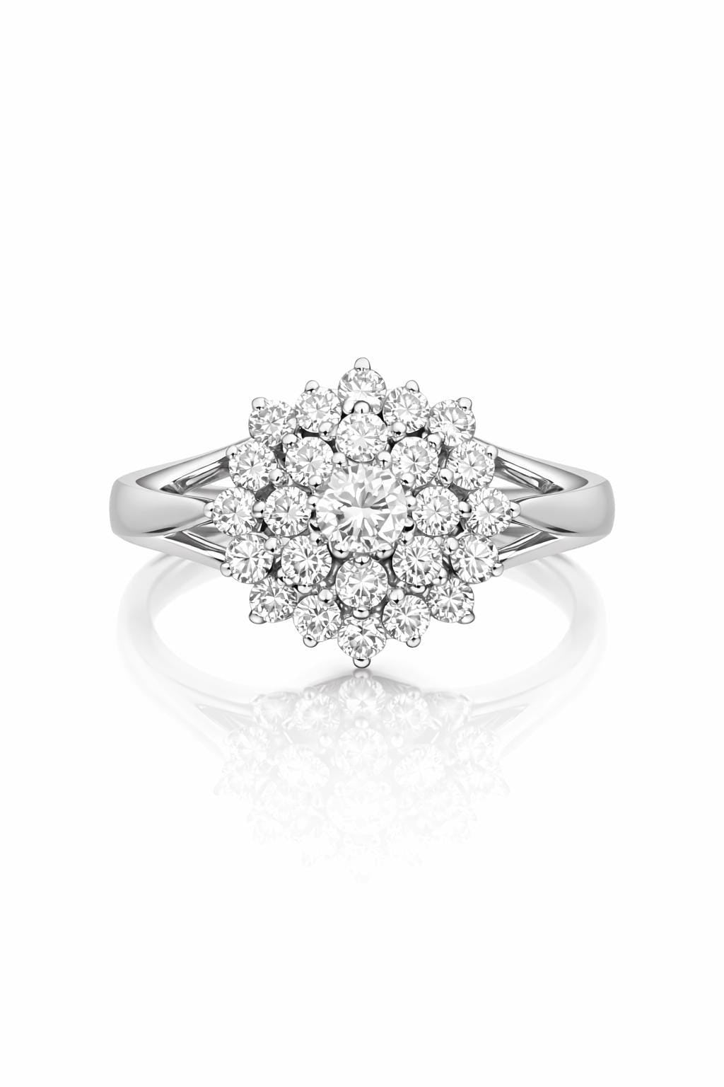 18K Gold Diamond Flower Ring