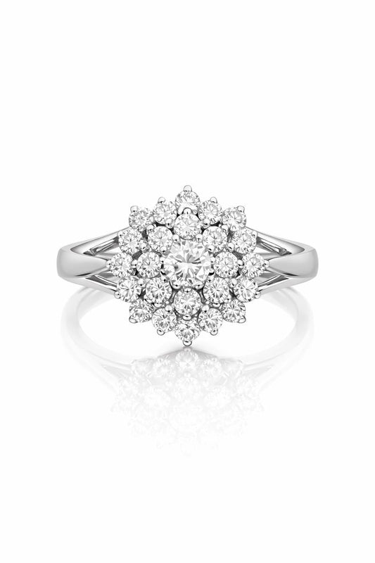 18K Gold Diamond Flower Ring